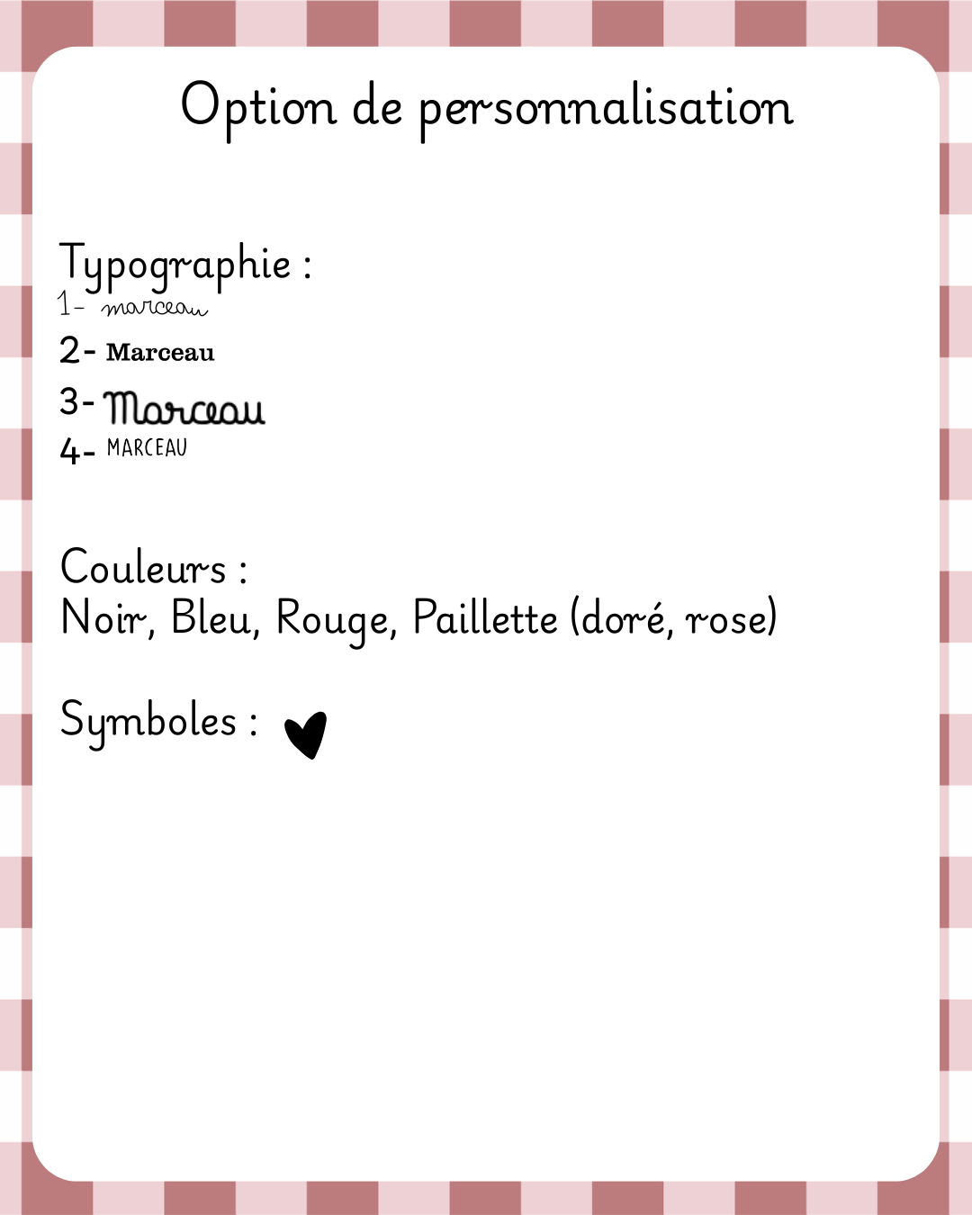Option de personnalisation